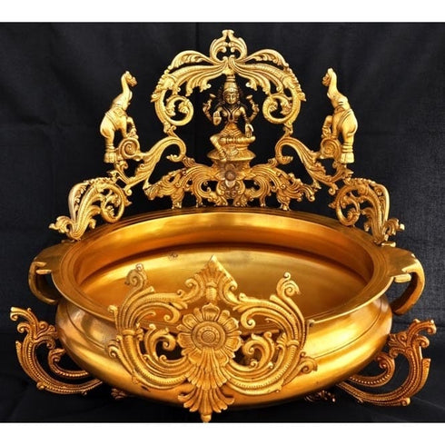 Brass Goddess Lakshmi Hand Carved Urli 13.2kg